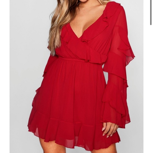 boohoo frill dress